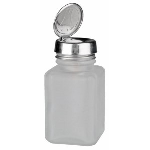 ONE-TOUCH\, SS SQUARE GLASS CLEAR FROSTED\, 4 OZ